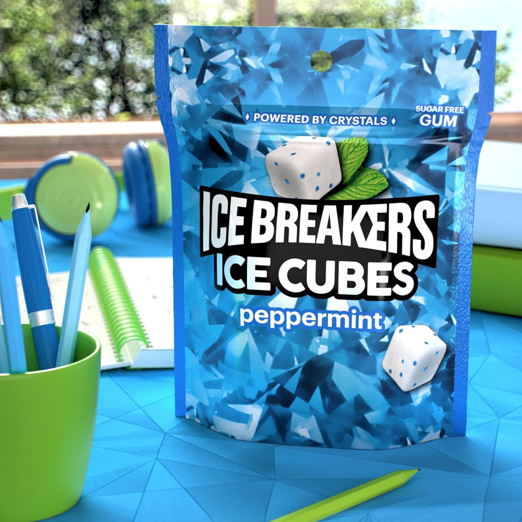 Ice Cubes Peppermint Sugar Free Chewing Gum Pouch, 8.11 Oz (100 Pieces)