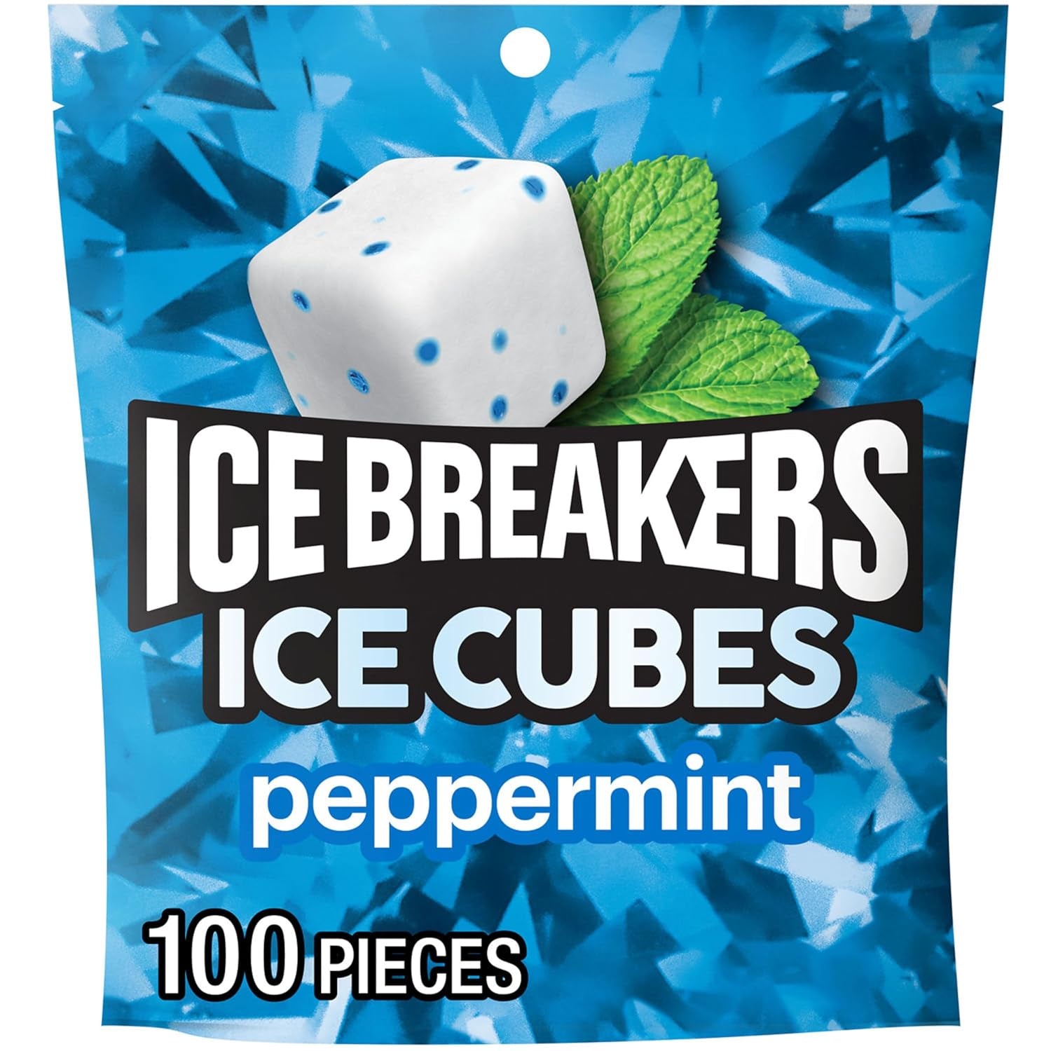 Ice Cubes Peppermint Sugar Free Chewing Gum Pouch, 8.11 Oz (100 Pieces)