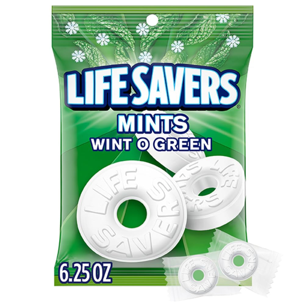 Hard Candy, Wint-O-Green Mints, Sugar Free Candy, 6.25 Oz Bag | Sugar Free Candy, Wint-O-Green Mints, Hard Candy, Breath Mints, Mint Candy, Individually Wrapped Candy for Offices, Pantry