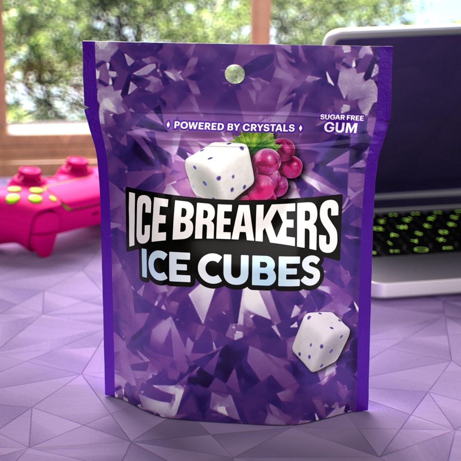Arctic Grape Sugar-Free Gum Pouch, 8.11 Oz, 100 Ct | Arctic Grape Sugar-Free Gum Cubes with Cooling Crystals, Resealable Pouch for Car, Office and Fresh Breath, 100 Ct